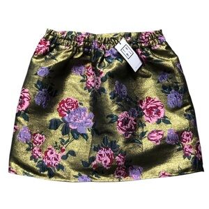 THML Anthropologie floral metallic mini skirt Size Small. NWT